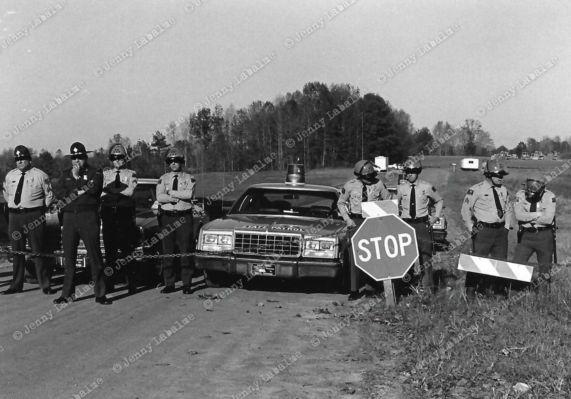 These state troopers blocked daily protesters at the entrance to the Warren County landfill